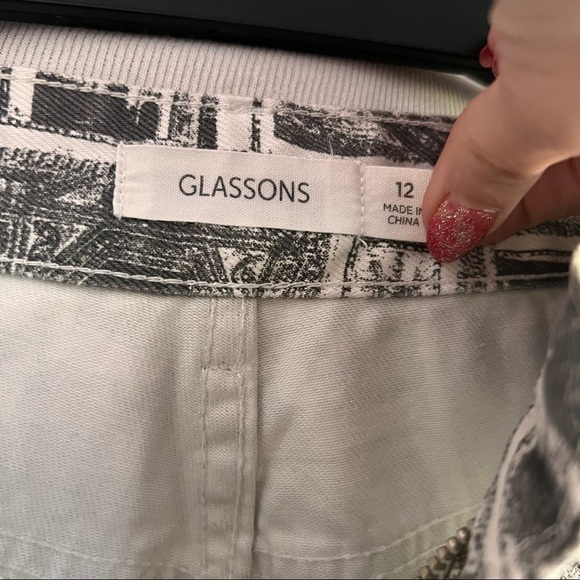 Glassons Recycled Venice Print Super High Rise Straight Mom Jeans Size 12 - Picture 10 of 13